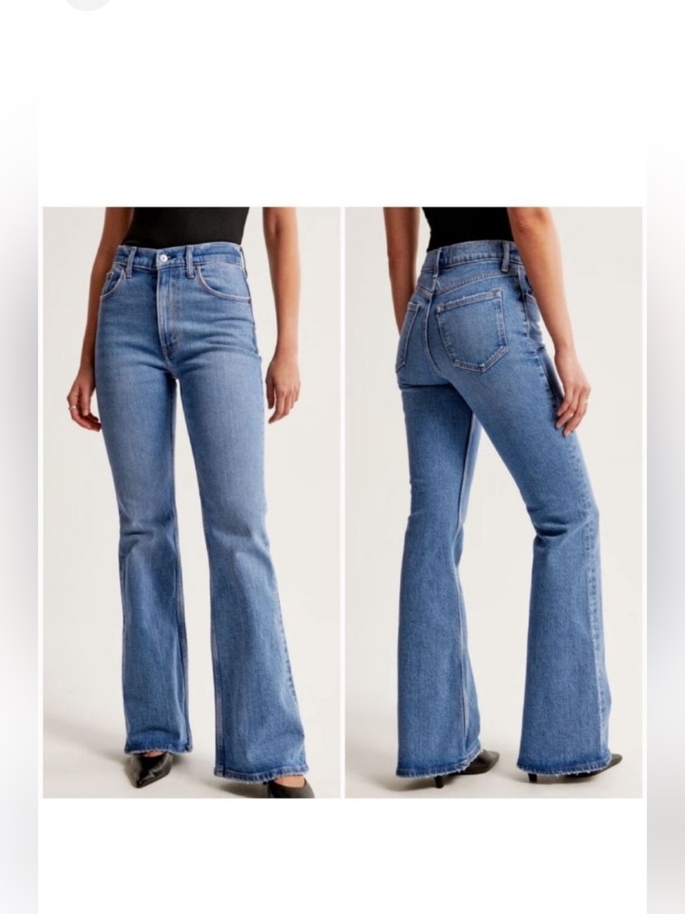 Abercrombie The 70s Vintage Flare Jeans 32 Long Ultra High Rise Light Distressed